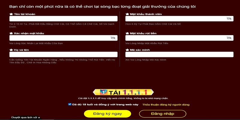 Hoàn thành các bước trong hộp thoại chính xác để đăng ký 33win thành công